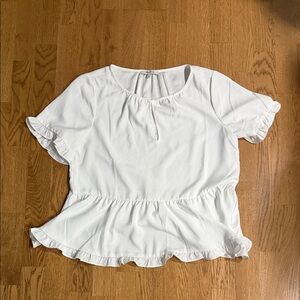 Madewell White Ruffle Sleeve Blouse